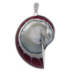 Red Shell Pendant, Sterling Silver